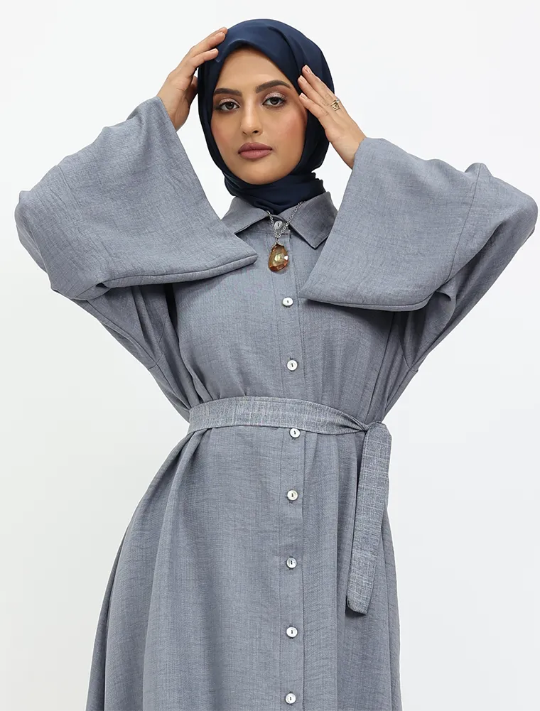 Denim Linen Feel Collar Shirt